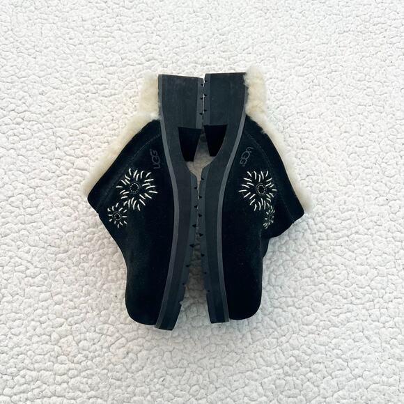 Ugg Black Solvang Suede Shearling Clogs - Picture 5 of 6